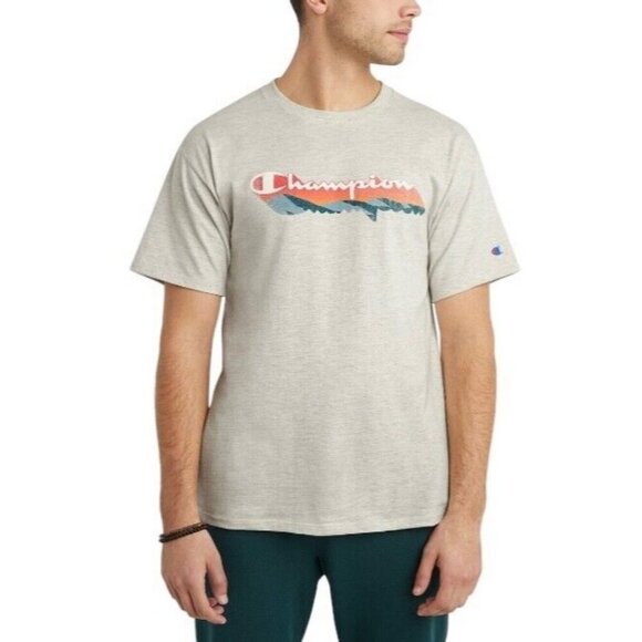 Champion Men's Size S Oatmeal Heather Logo Classic Graphic‎ Tee NWT - Picture 2 of 6